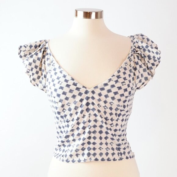 Madewell Shibori-Print V-Back Cotton Top - Size 4 - Picture 1 of 6